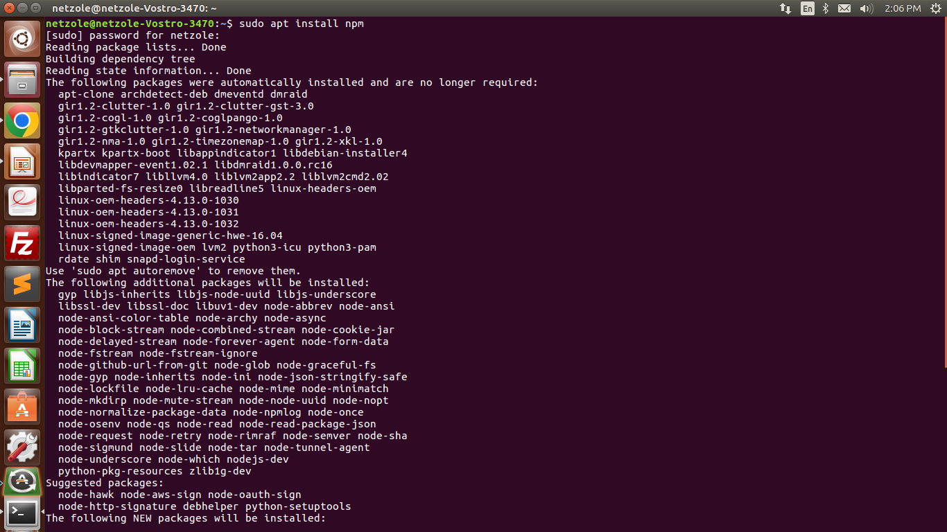 Installing npm on linux